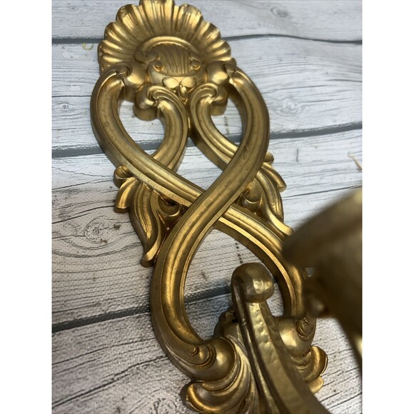 Pair Of Vtg Homco Wall Candle Sconce Regency Gold Tone Homco 1988 ~ USA - Picture 4 of 8